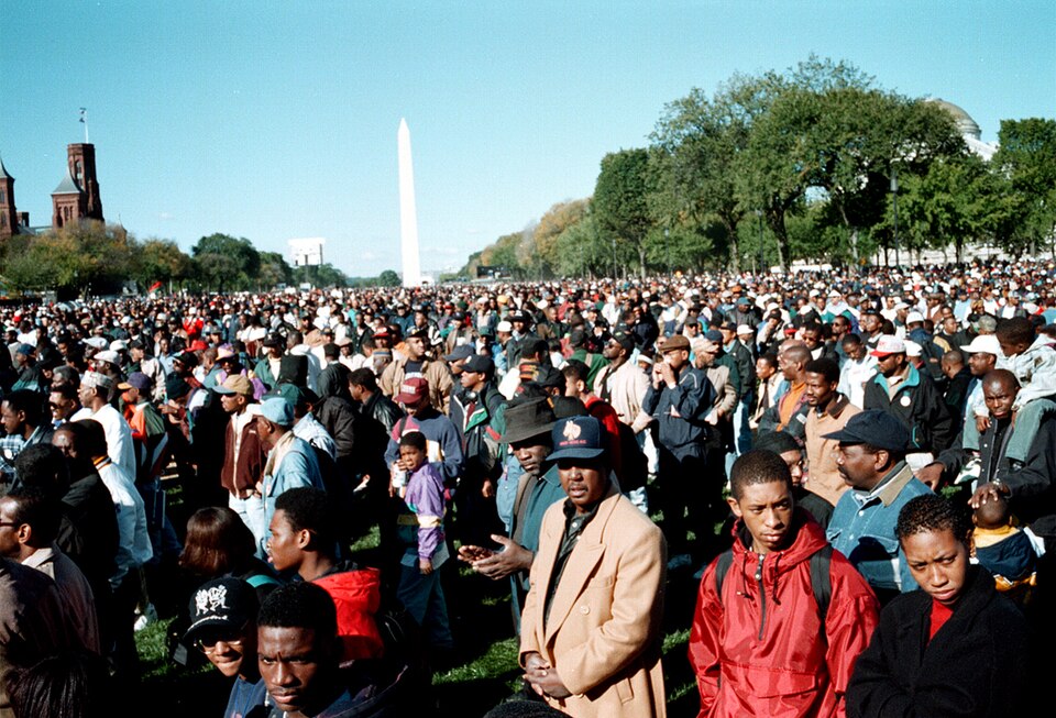 Crowds gathered on the National Mall for the 1995 Million Man March